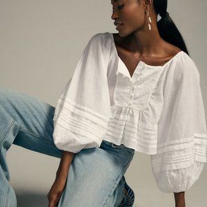 By Anthropologie Lace Babydoll Blouse